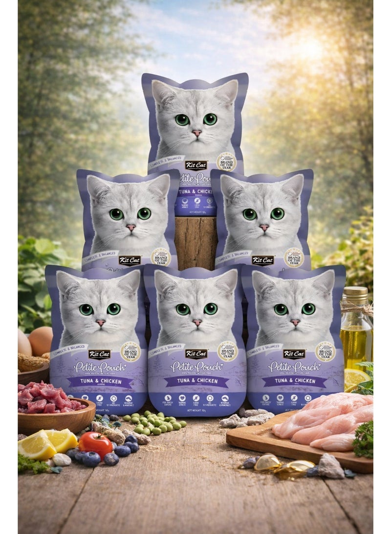 Petite Pouch Tuna & Chicken Complete & Balanced Premium Wet Cat Food 70g (Pack of 6)